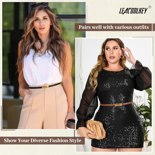 Skinny Leather Belts with Gold Buckle
