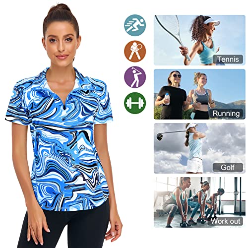Short Sleeve Polo 1/4 Zip Up Sports Top