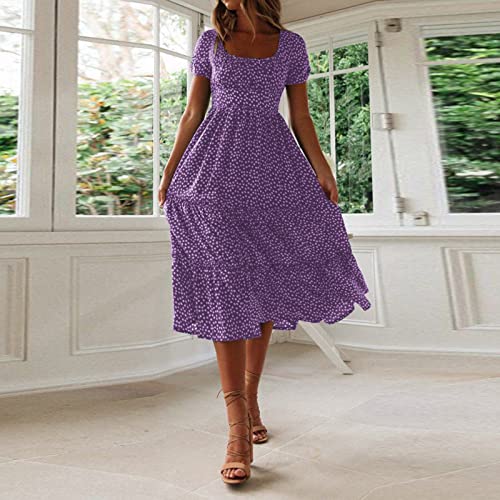 Women's V-Neck Polka Dot Maxi Dress with Bell Sleeves