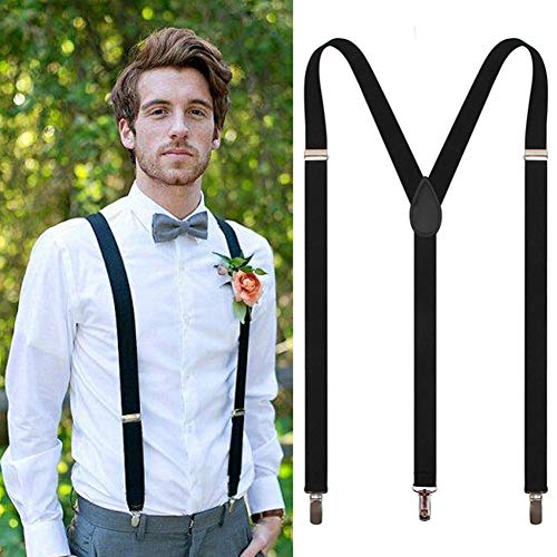 Adjustable Heavy Duty Y Back Suspenders Black