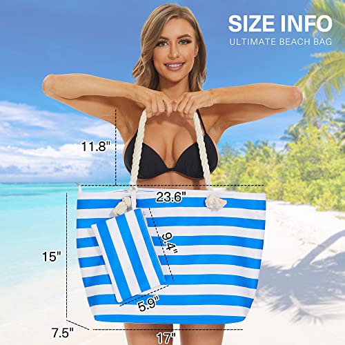 Extra Large Waterproof Beach Tote with Pockets