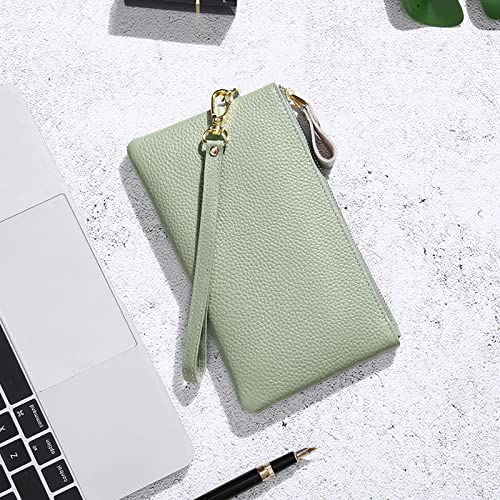 RFID Blocking Leather Wristlet Bag
