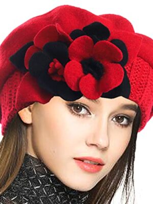 Slouchy Knit Beret Ribbed Beanie Hat