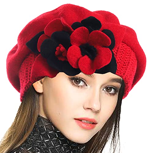 Slouchy Knit Beret Ribbed Beanie Hat