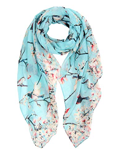 Bird Print Floral Scarf Shawl Wrap