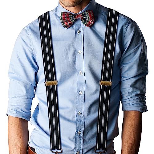 Vintage Elastic X-Shape Braces with 4 Clips