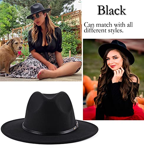 Adjustable Wide Brim Fedora Hat - Felt Panama Cap