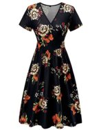 Short Sleeve V Neck Floral Midi Dress