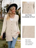 Long Sleeve V Neck Cardigan with Pockets