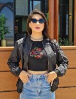 Quilted Bomber Jacket, Black, Size L