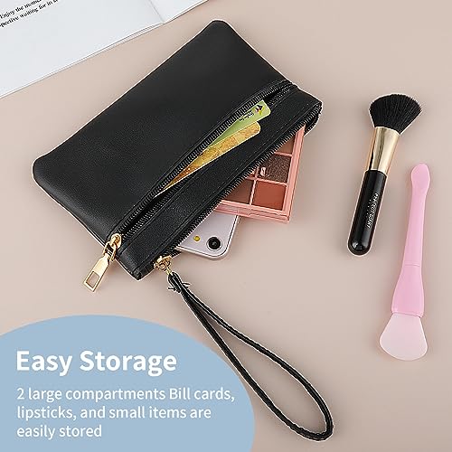 Leather Double Zipper Wristlet Wallet