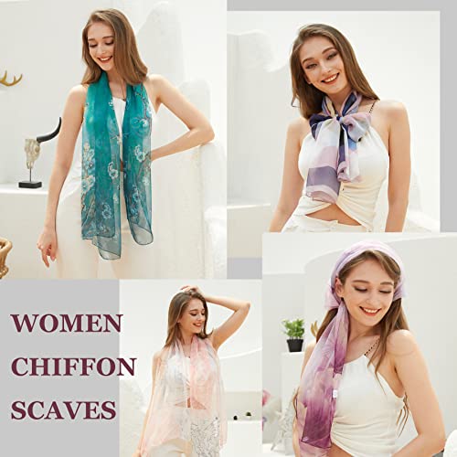 Floral Print Chiffon Scarf