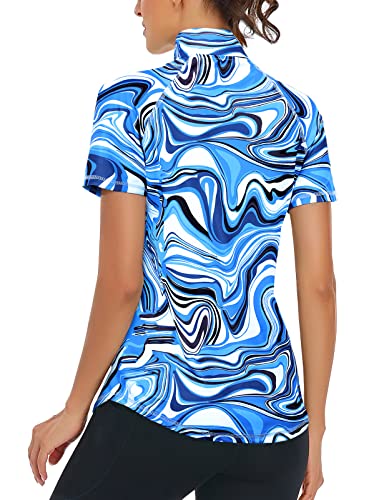 Short Sleeve Polo 1/4 Zip Up Sports Top