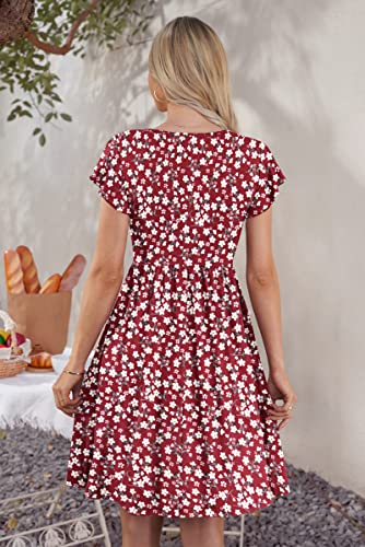 Summer Ruffle Sleeve V Neck Midi Dress