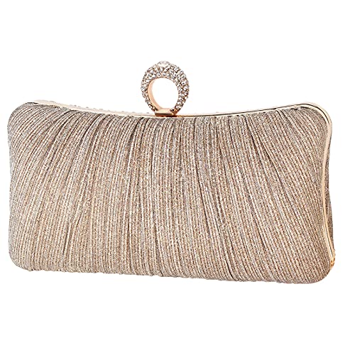 Glitter Clutch with Rhinestone Ring
