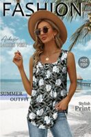Square Neck Pleated Sleeveless Top