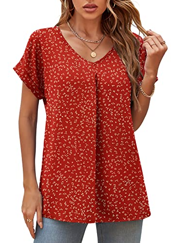 V Neck Chiffon Short Sleeve Blouse