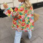 Cropped Floral Puffer Jacket