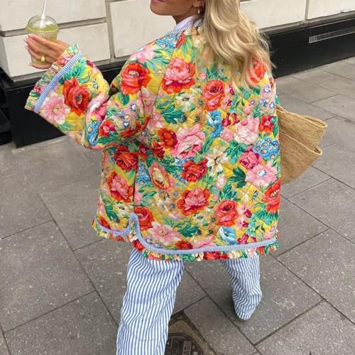 Cropped Floral Puffer Jacket