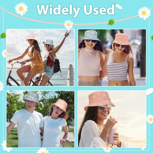 2Pack Reversible Cotton Bucket Hat, Daisies Print