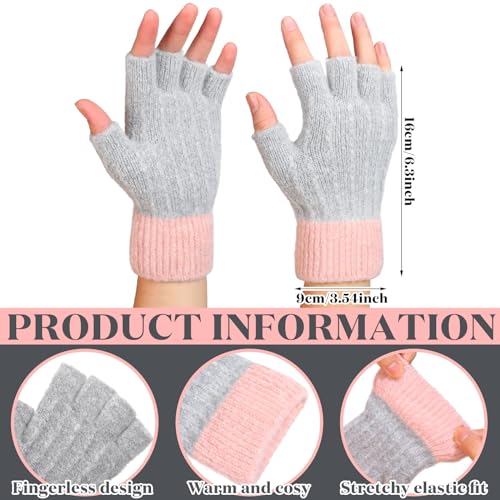 3 Pair Winter Cotton Fingerless Gloves
