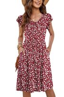 Summer Ruffle Sleeve V Neck Midi Dress
