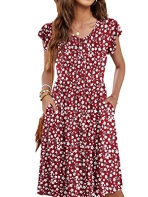 Summer Ruffle Sleeve V Neck Midi Dress
