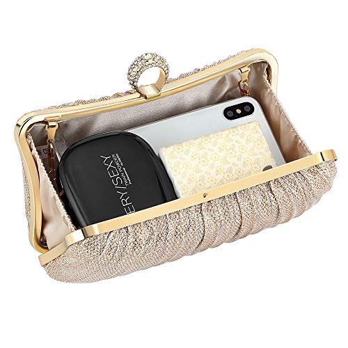 Glitter Clutch with Rhinestone Ring