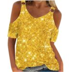 Cold Shoulder Floral V-Neck Short Sleeve Top