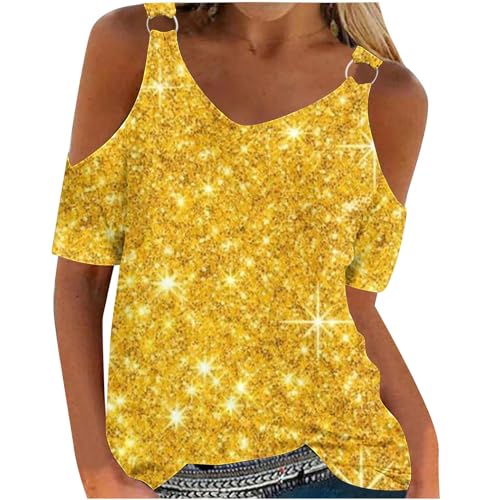 Cold Shoulder Floral V-Neck Short Sleeve Top