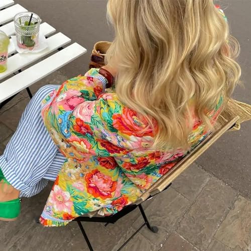 Cropped Floral Puffer Jacket