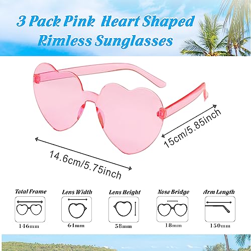 3 Pack Heart Shaped Sunglasses