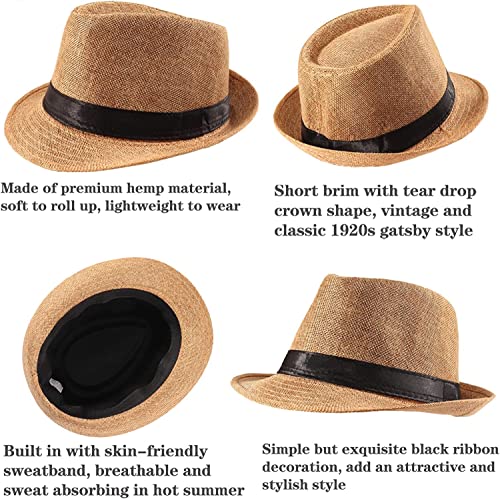 5 Pack Short Brim Fedora Summer Beach Hats