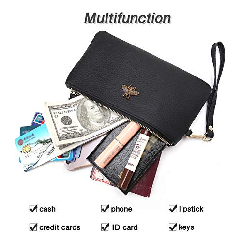 Leather Wristlet Clutch Wallet