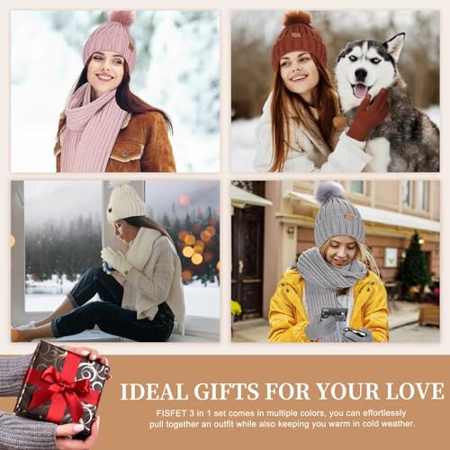 Winter Hat, Scarf & Gloves Set, Fleece Lined