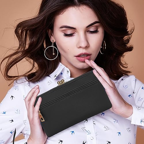 Leather Double Zipper Wristlet Wallet