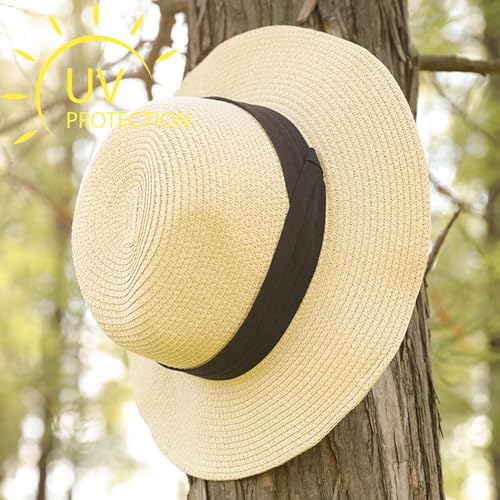 Wide Brim Straw Sun Hat, Adjustable