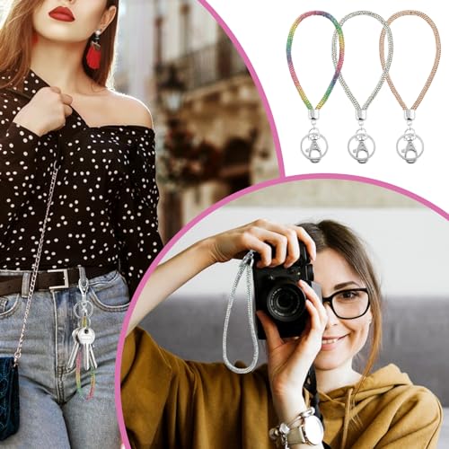 3 PCS Rhinestone Wristlet Keychain