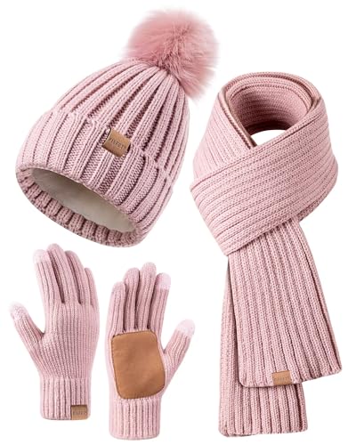 Winter Hat, Scarf & Gloves Set, Fleece Lined