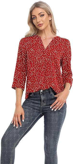3/4 Sleeve Chiffon Blouse