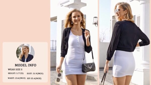 Summer 3/4 Sleeve Lightweight Cropped Cardigan