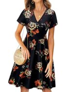 Short Sleeve V Neck Floral Midi Dress