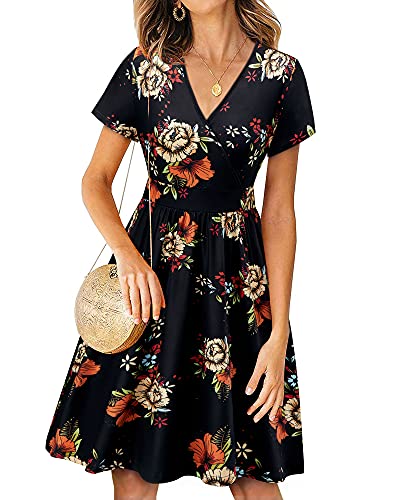 Short Sleeve V Neck Floral Midi Dress