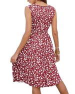 Sleeveless V Neck Midi Sundress with Pockets