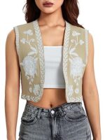Flower Embroidery Sleeveless Vest