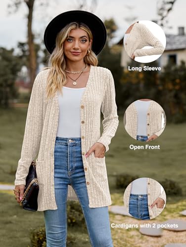 Long Sleeve V Neck Cardigan with Pockets