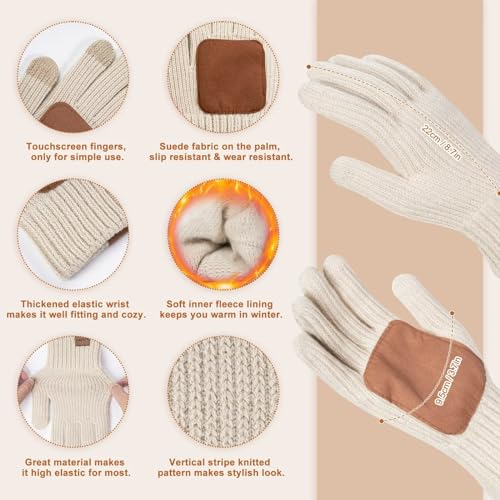 Winter Hat, Scarf & Gloves Set, Fleece Lined