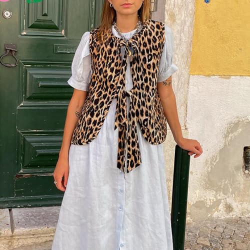 Vintage Leopard Print Sleeveless Vest