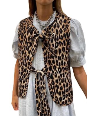 Vintage Leopard Print Sleeveless Vest
