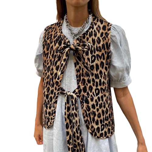 Vintage Leopard Print Sleeveless Vest